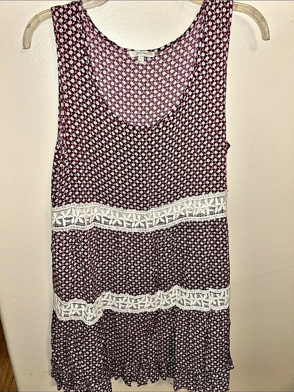 Jodifl Floral Mini Dress in Burgundy & White Like New